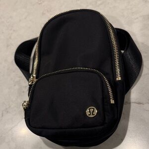 lululemon athletica Black Crossbody Bag with Gold Accents
